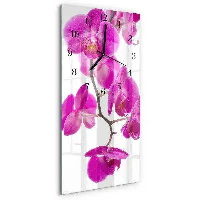 Hodiny s fotkou skleněné svislé Orchideje