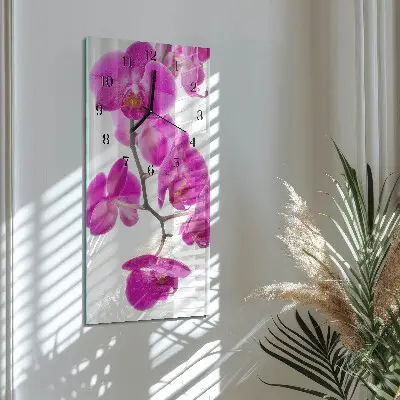 Hodiny s fotkou skleněné svislé Orchideje