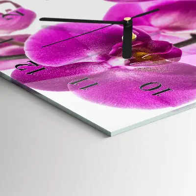 Hodiny s fotkou skleněné svislé Orchideje