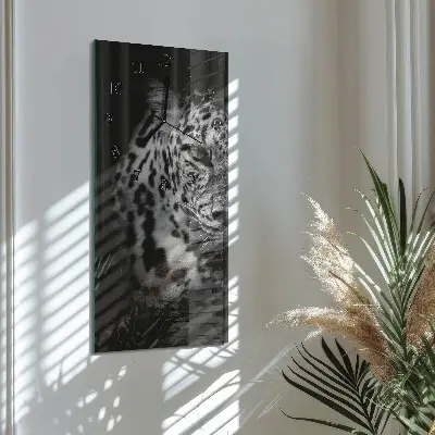 Svislé skleněné hodiny na stěnu Tygr