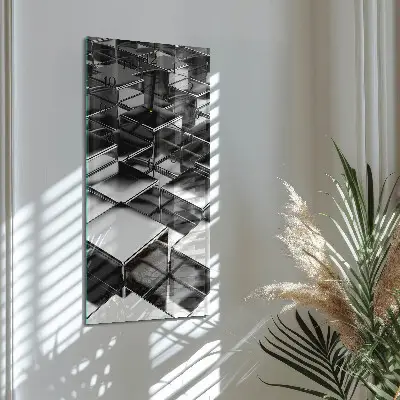 Svislé skleněné hodiny na zeď Kovové kostky