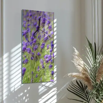 Hodiny s fotkou skleněné svislé Levandule