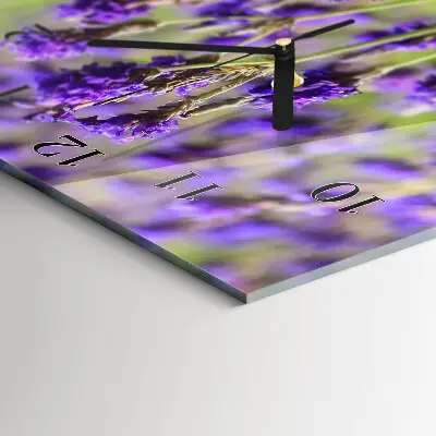Hodiny s fotkou skleněné svislé Levandule