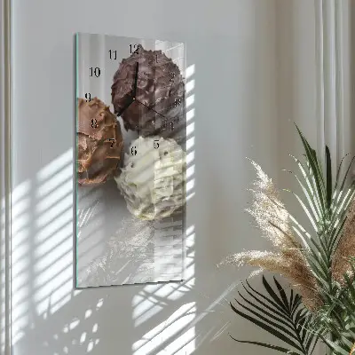 Svislé skleněné hodiny na stěnu Perly