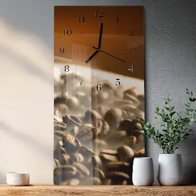 Nástěnné hodiny skleněné svislé Kávová zrna