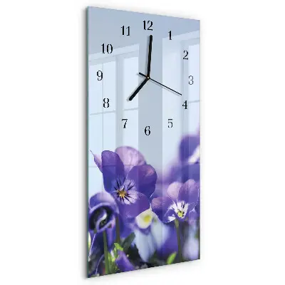 Hodiny na skle svislé Květiny