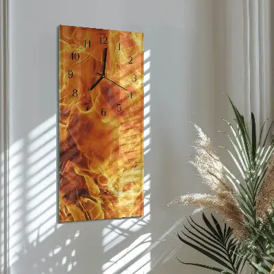 Nástěnné hodiny skleněné svislé Oheň