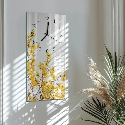Svislé skleněné hodiny na stěnu Strom