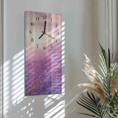 Hodiny na skle svislé Levandule