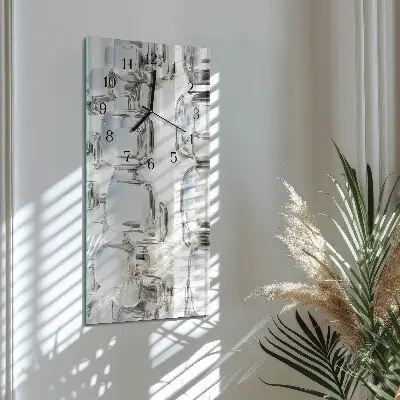 Nástěnné hodiny skleněné svislé 3D krychle