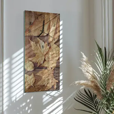 Svislé skleněné hodiny na zeď Listy