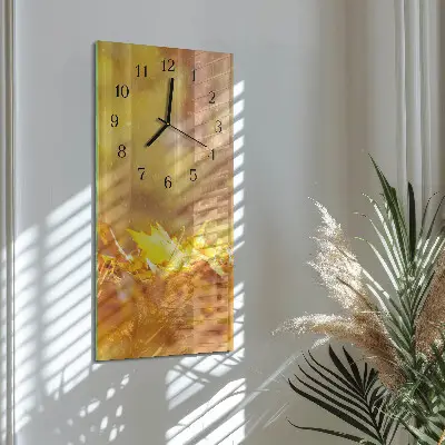 Hodiny s fotkou skleněné svislé Listy