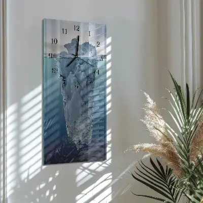 Svislé skleněné hodiny na stěnu Ledovec