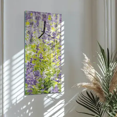 Hodiny na skle svislé Levandule