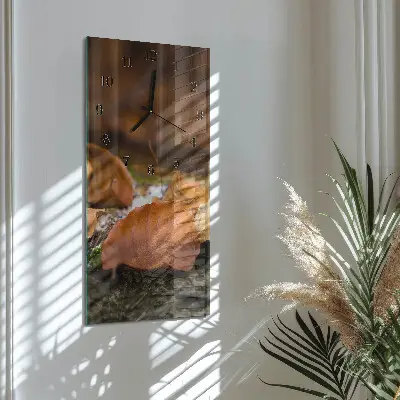 Hodiny s fotkou skleněné svislé Podzim