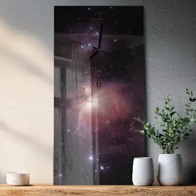 Svislé skleněné hodiny na zeď Kosmos