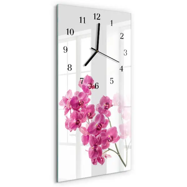Hodiny s fotkou skleněné svislé Orchideje
