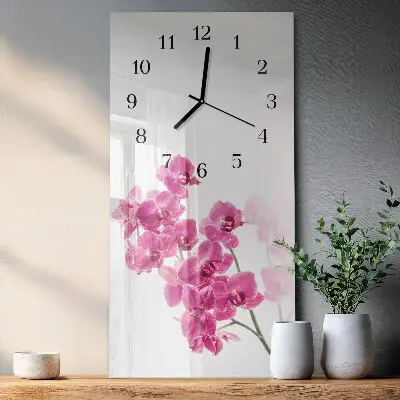 Hodiny s fotkou skleněné svislé Orchideje