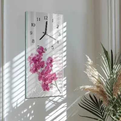 Hodiny s fotkou skleněné svislé Orchideje