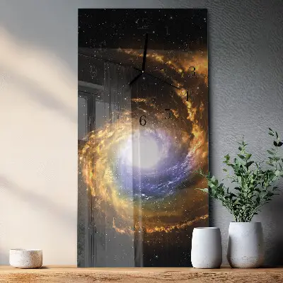 Svislé skleněné hodiny na stěnu Kosmos