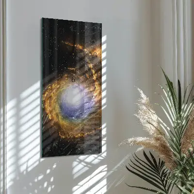 Svislé skleněné hodiny na stěnu Kosmos