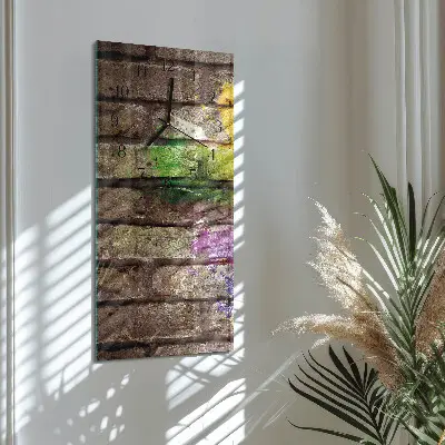 Svislé skleněné hodiny na stěnu Cihlový