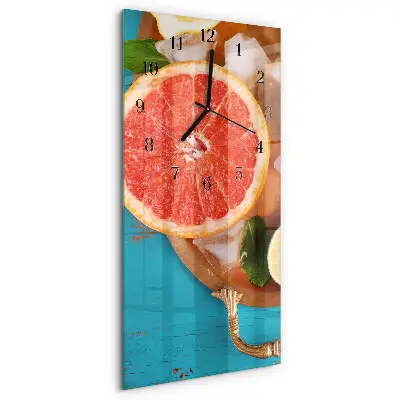 Svislé skleněné hodiny na stěnu Grapefruit