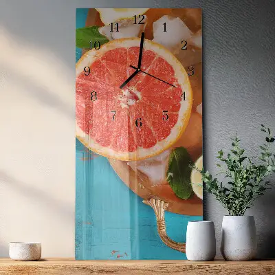Svislé skleněné hodiny na stěnu Grapefruit