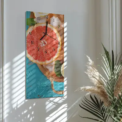 Svislé skleněné hodiny na stěnu Grapefruit