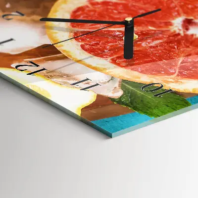 Svislé skleněné hodiny na stěnu Grapefruit