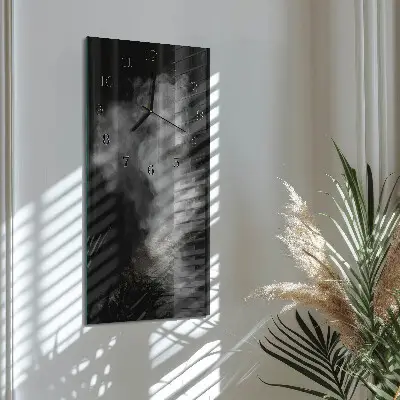 Svislé skleněné hodiny na zeď Kouř