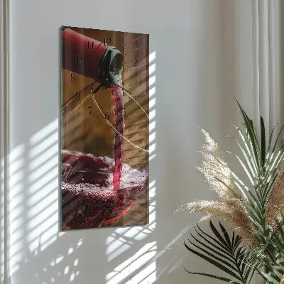 Hodiny na skle svislé Víno