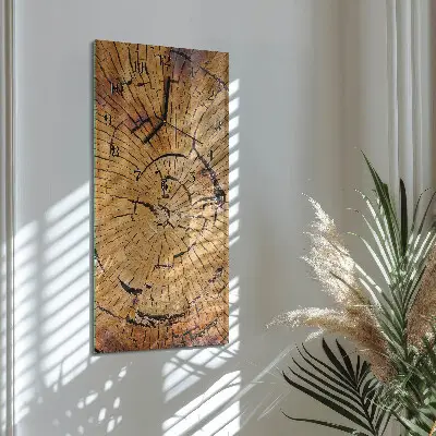 Hodiny s fotkou skleněné svislé Dřevěná textura