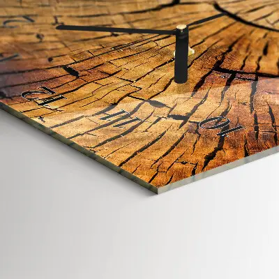 Hodiny s fotkou skleněné svislé Dřevěná textura