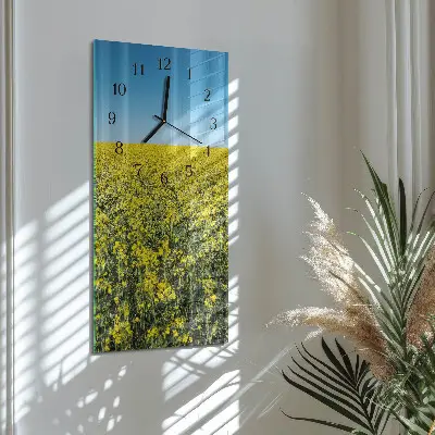 Hodiny na skle svislé Pole květin