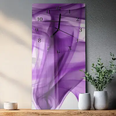 Nástěnné hodiny skleněné svislé Violový vzor