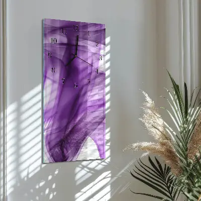 Nástěnné hodiny skleněné svislé Violový vzor