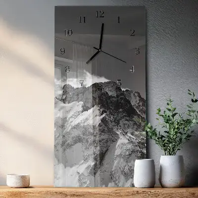 Svislé skleněné hodiny na stěnu Hora