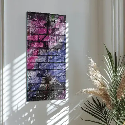 Svislé skleněné hodiny na zeď Cihlový