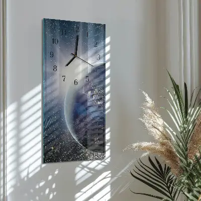 Svislé skleněné hodiny na stěnu Vesmír Země