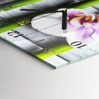 Hodiny s fotkou skleněné svislé Orchidejový bambus