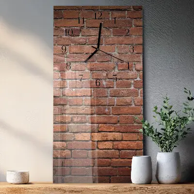 Svislé skleněné hodiny na zeď Cihlový