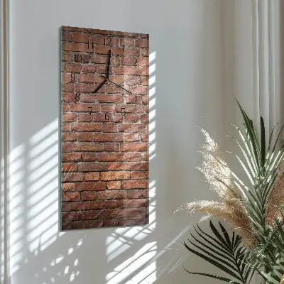 Svislé skleněné hodiny na zeď Cihlový
