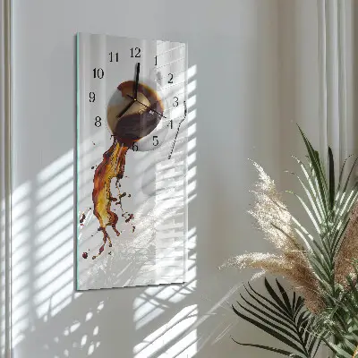 Hodiny na skle svislé Káva