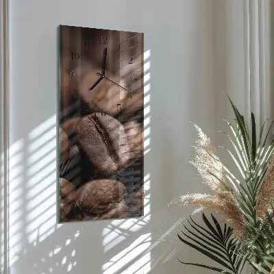 Hodiny na skle svislé Kávová zrna