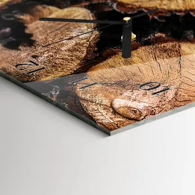 Nástěnné hodiny skleněné svislé Dřevěná textura