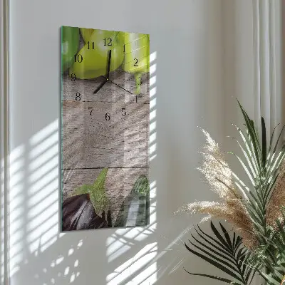 Svislé skleněné hodiny na zeď Zeleninový stůl