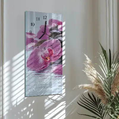 Hodiny s fotkou skleněné svislé Nápad na orchideje