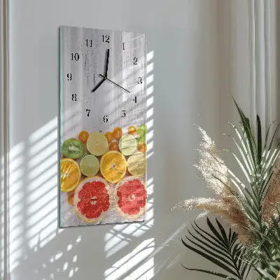 Nástěnné hodiny skleněné svislé Ovoce