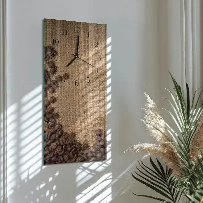 Hodiny s fotkou skleněné svislé Kávová zrna